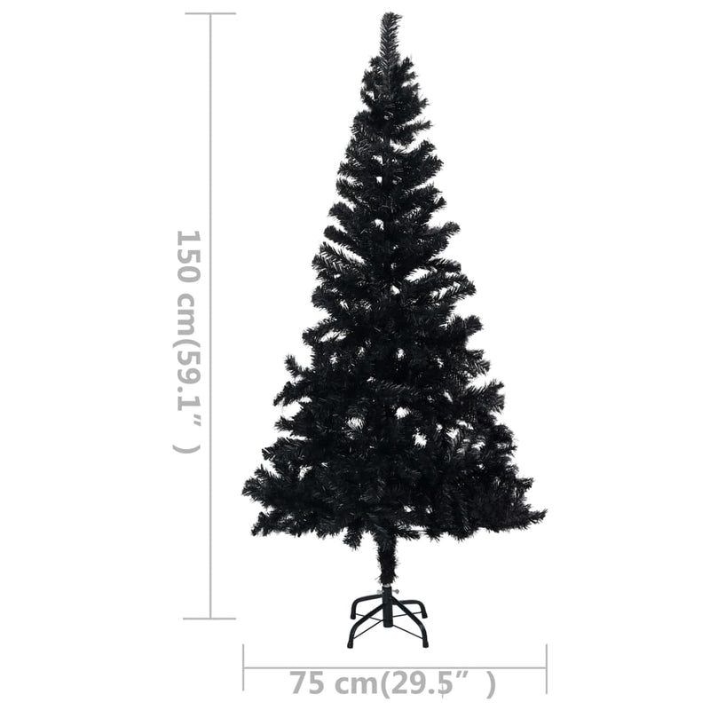 vidaXL Artificial Pre-lit Christmas Tree with Stand Black 240 cm PVC