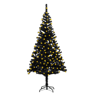 vidaXL Artificial Pre-lit Christmas Tree with Stand Black 240 cm PVC