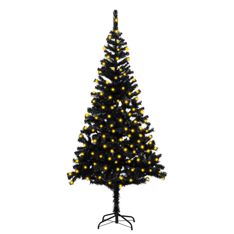 vidaXL Artificial Pre-lit Christmas Tree with Stand Black 240 cm PVC