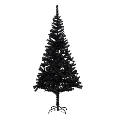 vidaXL Artificial Pre-lit Christmas Tree with Stand Black 240 cm PVC