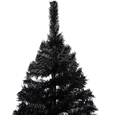 vidaXL Artificial Pre-lit Christmas Tree with Stand Black 240 cm PVC