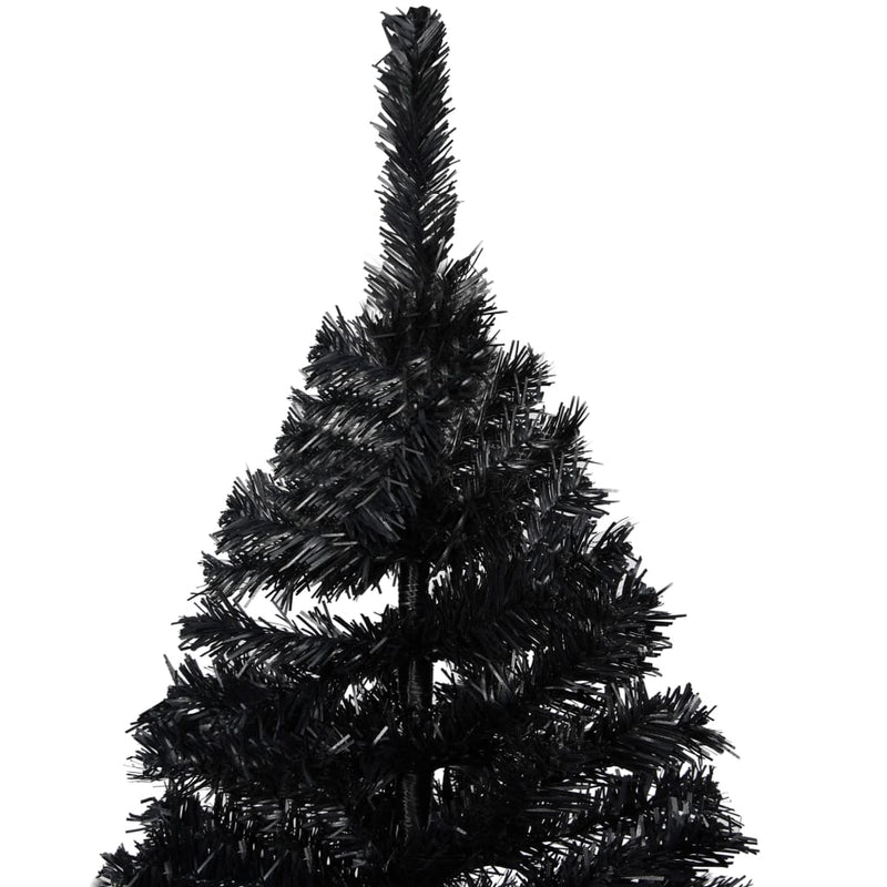 vidaXL Artificial Pre-lit Christmas Tree with Stand Black 240 cm PVC