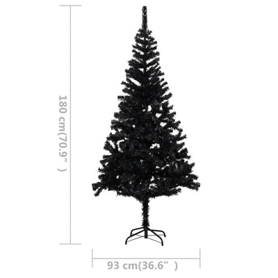 vidaXL Artificial Pre-lit Christmas Tree with Stand Black 240 cm PVC