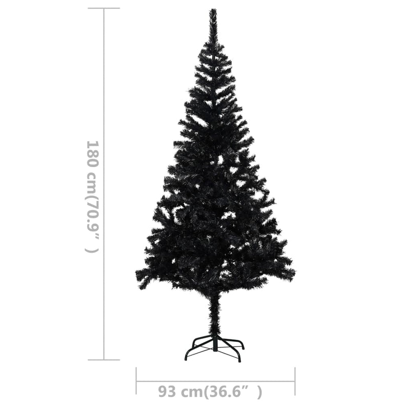 vidaXL Artificial Pre-lit Christmas Tree with Stand Black 240 cm PVC