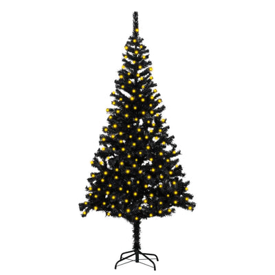 vidaXL Artificial Pre-lit Christmas Tree with Stand Black 240 cm PVC
