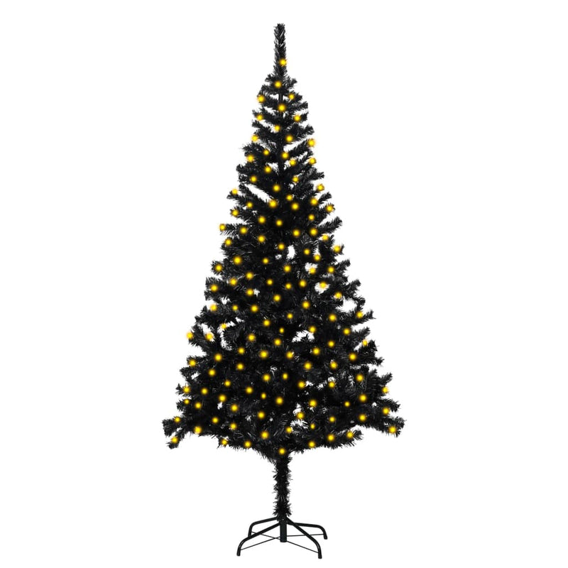 vidaXL Artificial Pre-lit Christmas Tree with Stand Black 240 cm PVC