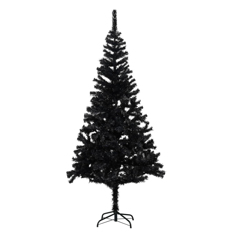 vidaXL Artificial Pre-lit Christmas Tree with Stand Black 240 cm PVC