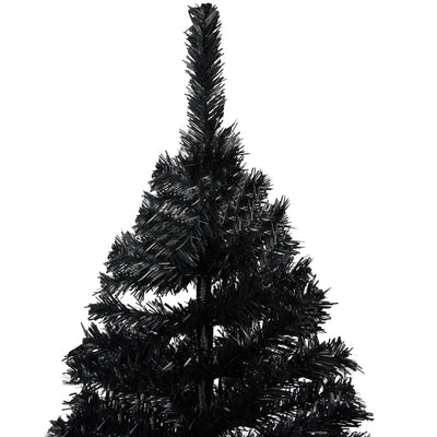 vidaXL Artificial Pre-lit Christmas Tree with Stand Black 240 cm PVC