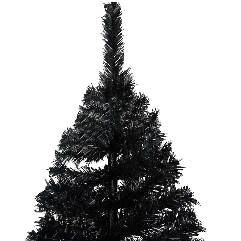 vidaXL Artificial Pre-lit Christmas Tree with Stand Black 240 cm PVC