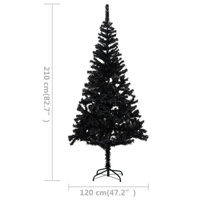 vidaXL Artificial Pre-lit Christmas Tree with Stand Black 240 cm PVC