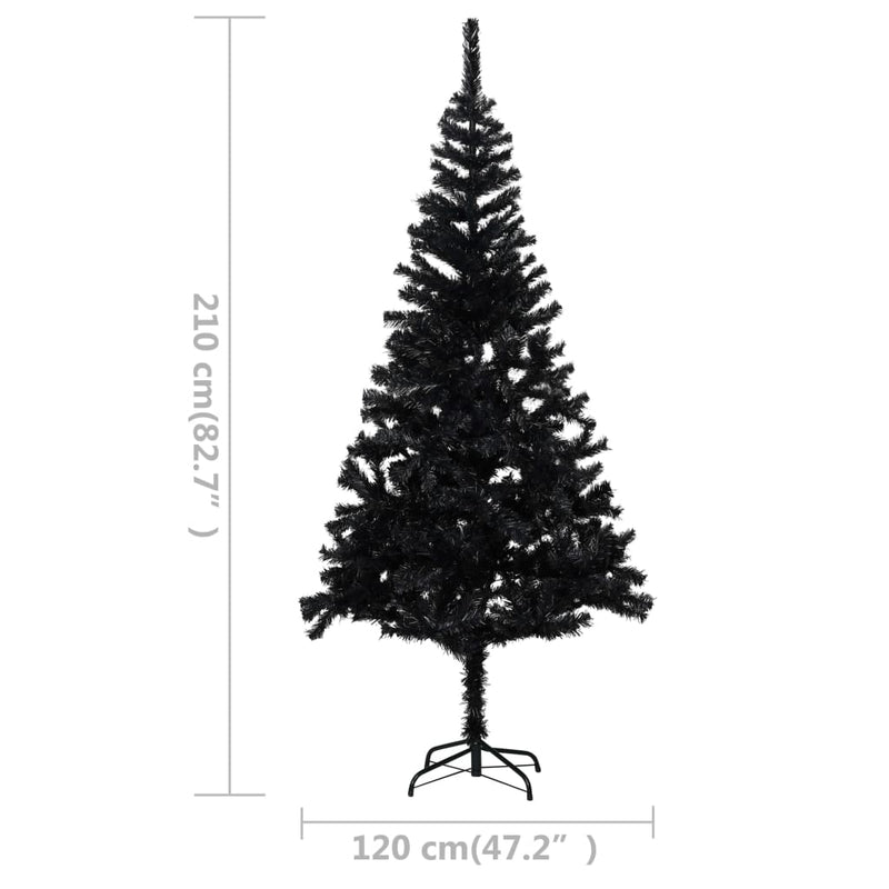 vidaXL Artificial Pre-lit Christmas Tree with Stand Black 240 cm PVC