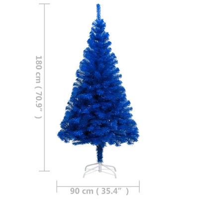 vidaXL Artificial Pre-lit Christmas Tree with Stand Blue 210 cm PVC