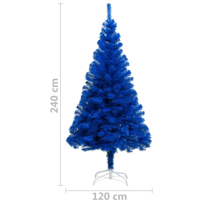 vidaXL Artificial Pre-lit Christmas Tree with Stand Blue 210 cm PVC