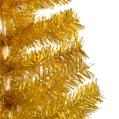 vidaXL Artificial Pre-lit Christmas Tree with Stand Gold 120 cm PET