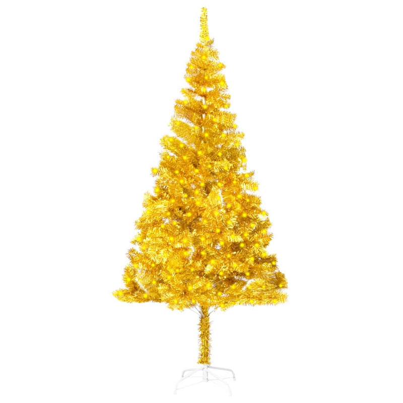 vidaXL Artificial Pre-lit Christmas Tree with Stand Gold 120 cm PET