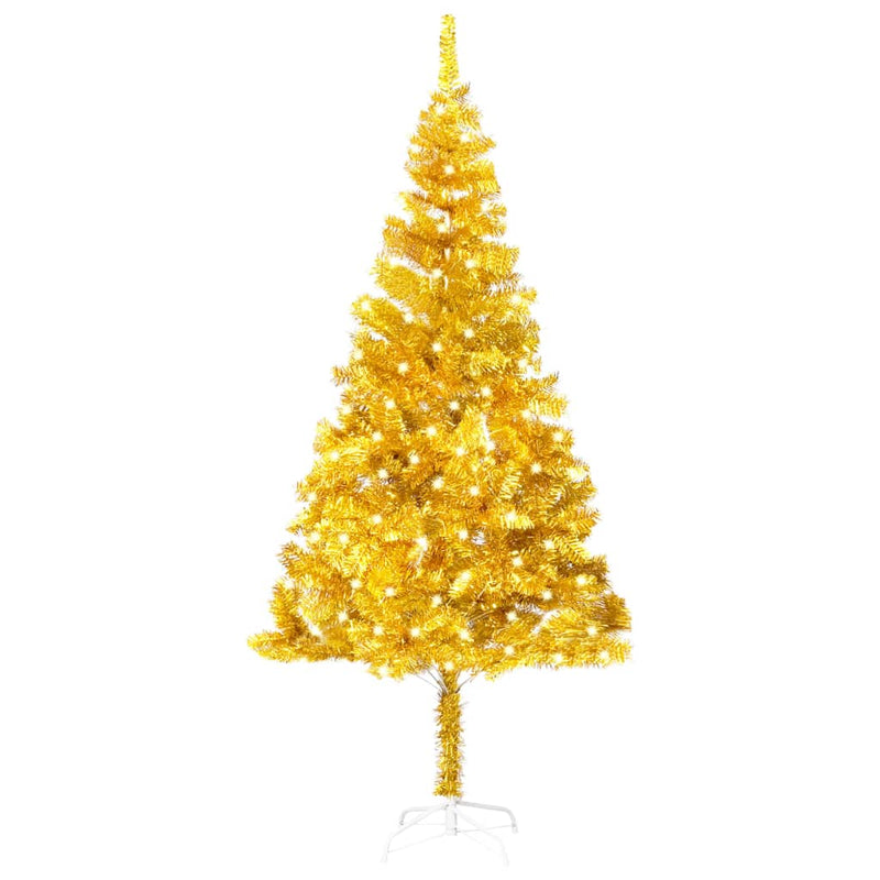 vidaXL Artificial Pre-lit Christmas Tree with Stand Gold 120 cm PET