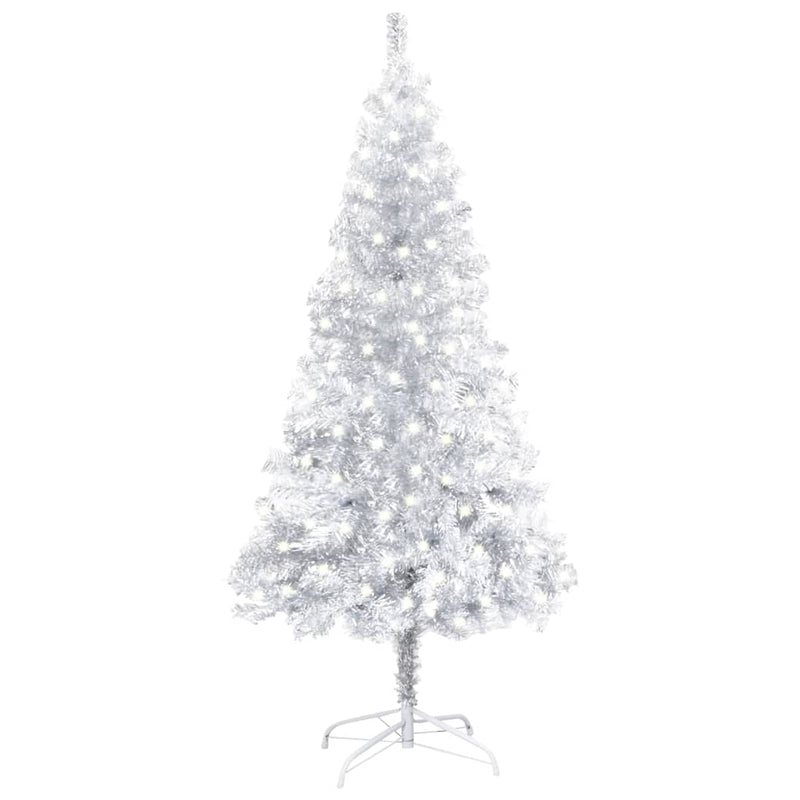 vidaXL Artificial Pre-lit Christmas Tree with Stand Silver 240 cm PET