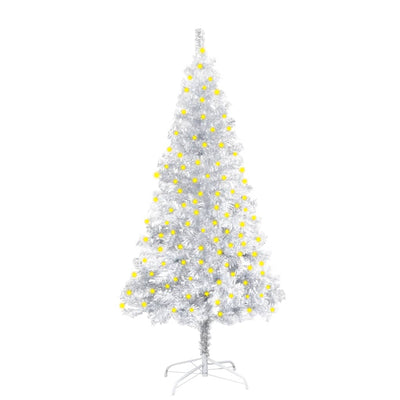 vidaXL Artificial Pre-lit Christmas Tree with Stand Silver 240 cm PET