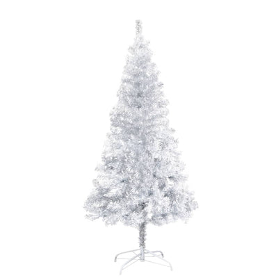 vidaXL Artificial Pre-lit Christmas Tree with Stand Silver 240 cm PET