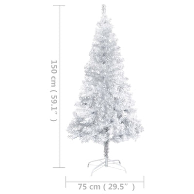 vidaXL Artificial Pre-lit Christmas Tree with Stand Silver 240 cm PET