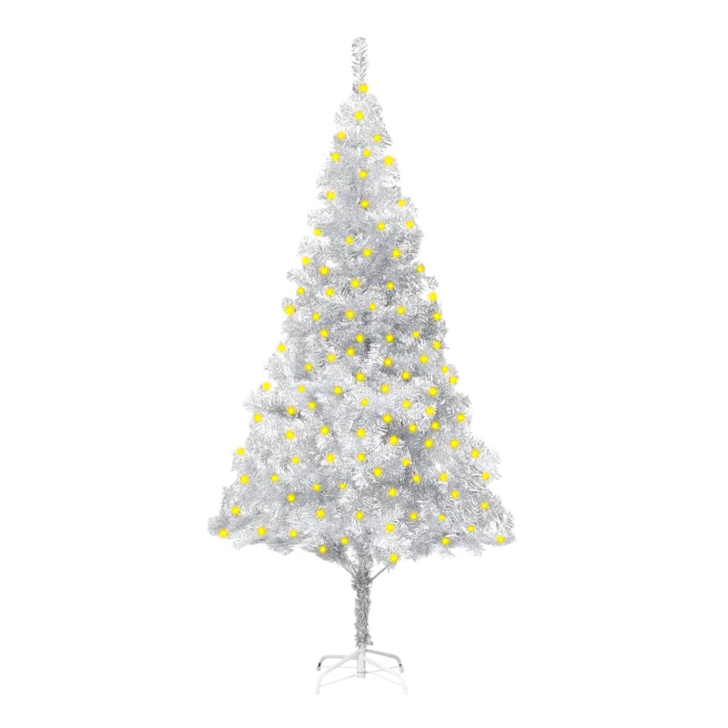 vidaXL Artificial Pre-lit Christmas Tree with Stand Silver 240 cm PET