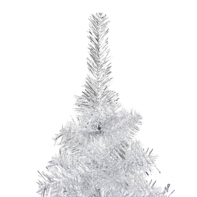 vidaXL Artificial Pre-lit Christmas Tree with Stand Silver 240 cm PET