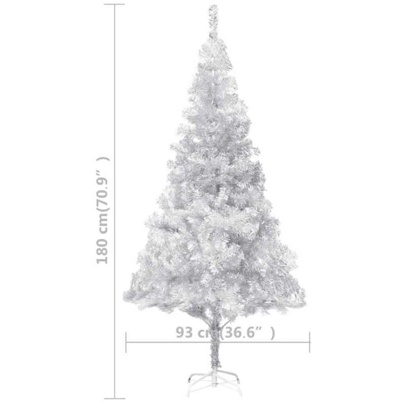 vidaXL Artificial Pre-lit Christmas Tree with Stand Silver 240 cm PET