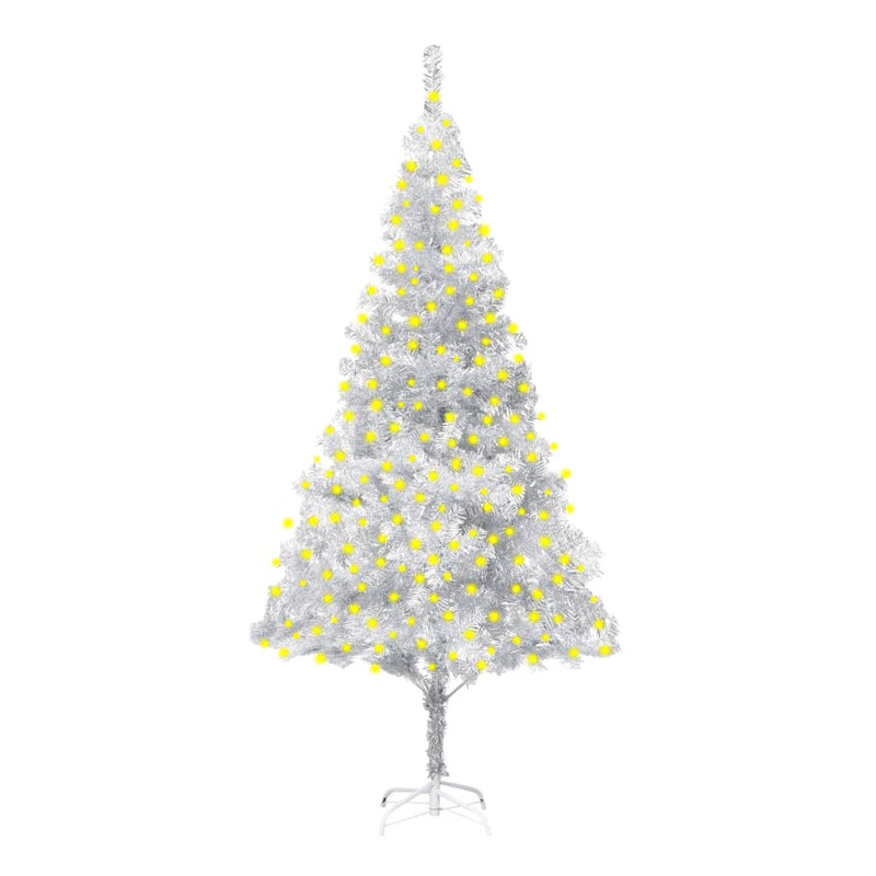 vidaXL Artificial Pre-lit Christmas Tree with Stand Silver 240 cm PET