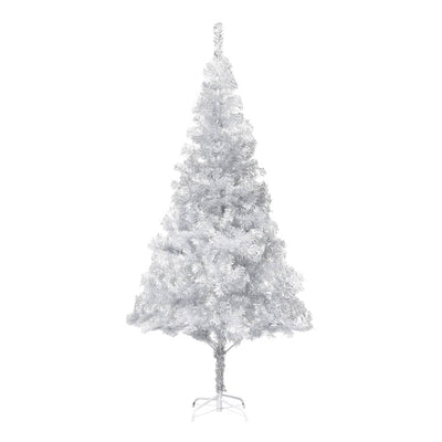 vidaXL Artificial Pre-lit Christmas Tree with Stand Silver 240 cm PET
