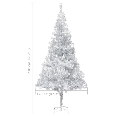 vidaXL Artificial Pre-lit Christmas Tree with Stand Silver 240 cm PET
