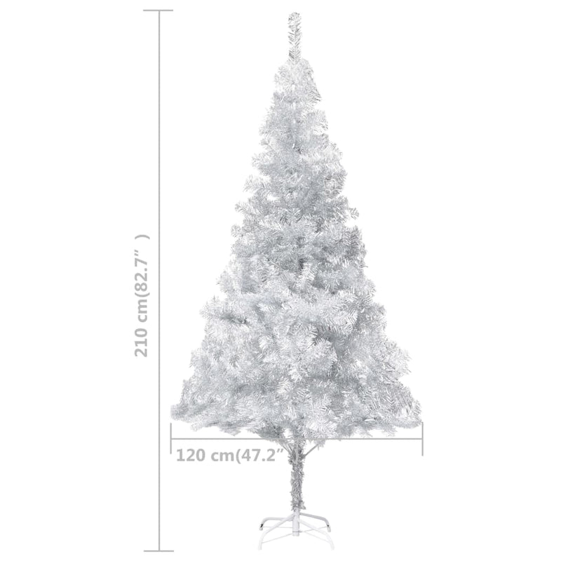 vidaXL Artificial Pre-lit Christmas Tree with Stand Silver 240 cm PET