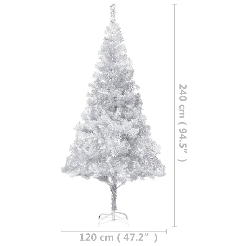 vidaXL Artificial Pre-lit Christmas Tree with Stand Silver 240 cm PET