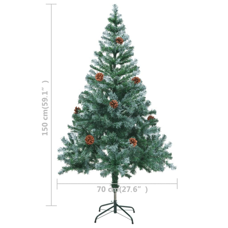 vidaXL Frosted Pre-lit Christmas Tree with Pinecones 150 cm