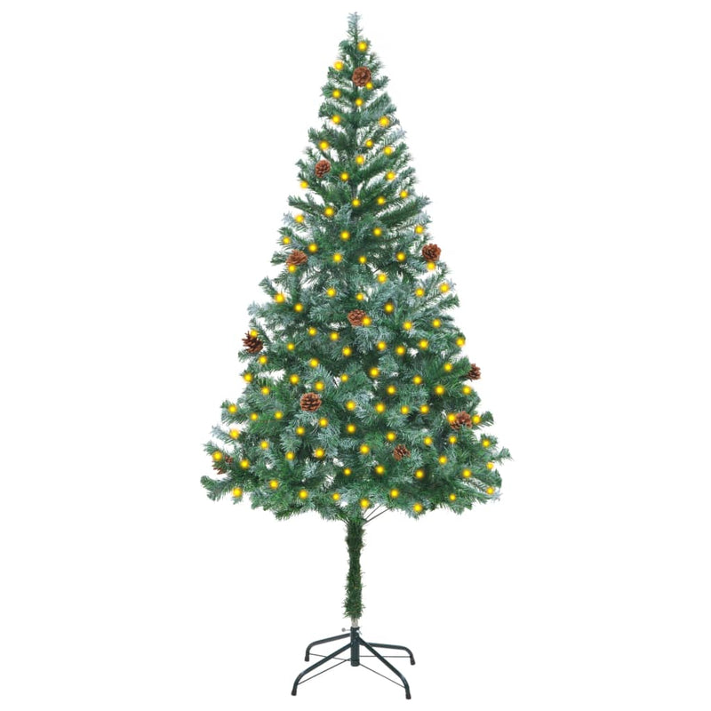 vidaXL Artificial Pre-lit Christmas Tree with Pine Cones 180 cm