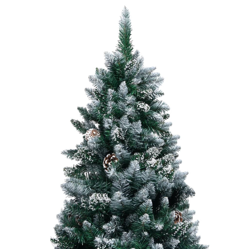 vidaXL Artificial Christmas Tree LEDs&Pine Cones&White Snow 180 cm