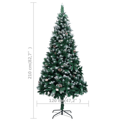 vidaXL Artificial Christmas Tree LEDs&Pine Cones&White Snow 180 cm