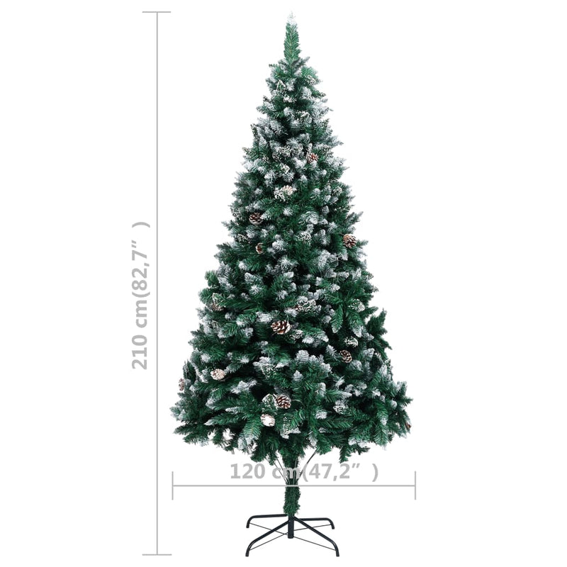 vidaXL Artificial Christmas Tree LEDs&Pine Cones&White Snow 180 cm
