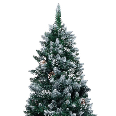 vidaXL Artificial Christmas Tree LEDs&Pine Cones&White Snow 180 cm