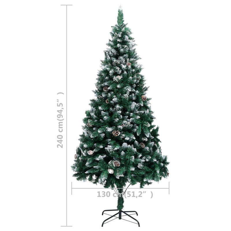 vidaXL Artificial Christmas Tree LEDs&Pine Cones&White Snow 180 cm