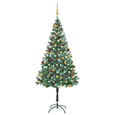 vidaXL Artificial Pre-lit Christmas Tree with Ball Set Pinecones 180 cm