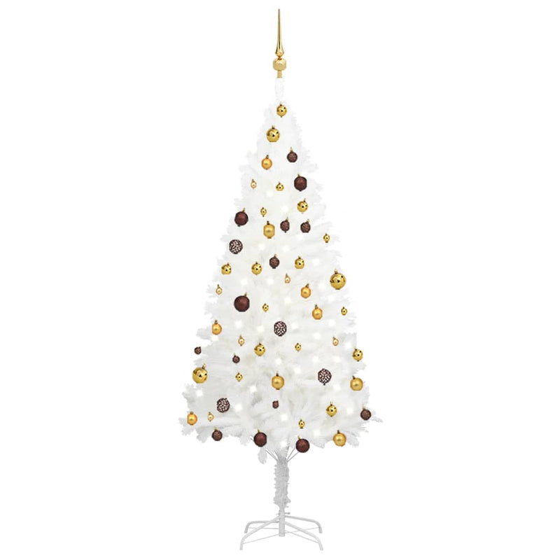 vidaXL Artificial Pre-lit Christmas Tree with Ball Set White 180 cm