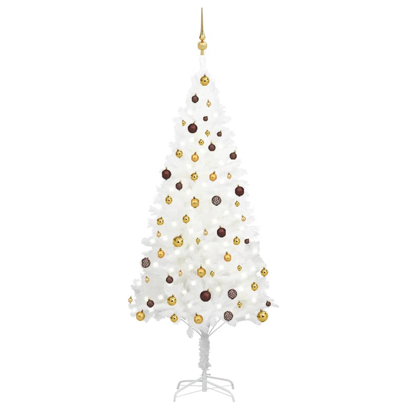 vidaXL Artificial Pre-lit Christmas Tree with Ball Set White 180 cm