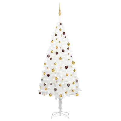 vidaXL Artificial Pre-lit Christmas Tree with Ball Set White 180 cm