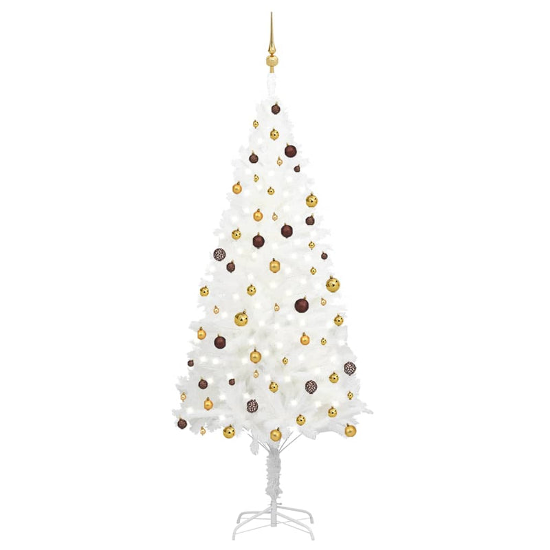 vidaXL Artificial Pre-lit Christmas Tree with Ball Set White 180 cm