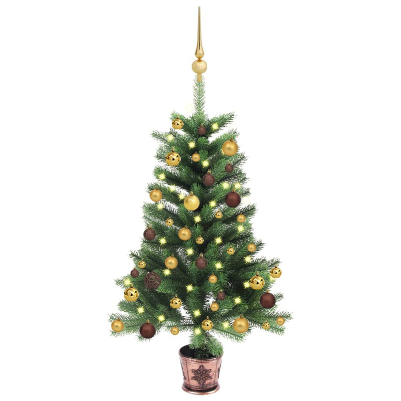 vidaXL Artificial Pre-lit Christmas Tree with Ball Set 65 cm Green