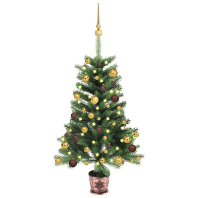 vidaXL Artificial Pre-lit Christmas Tree with Ball Set 65 cm Green