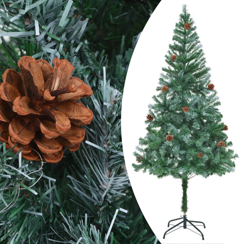 vidaXL Artificial Pre-lit Christmas Tree with Ball Set Pinecones 180 cm