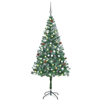 vidaXL Artificial Pre-lit Christmas Tree with Ball Set Pinecones 180 cm