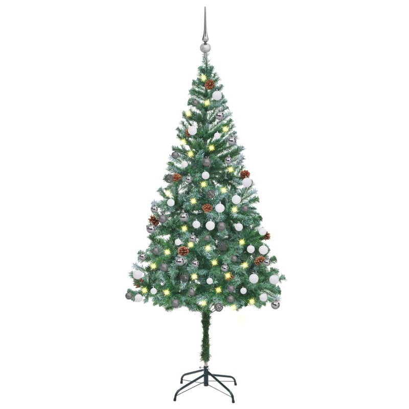 vidaXL Artificial Pre-lit Christmas Tree with Ball Set Pinecones 180 cm
