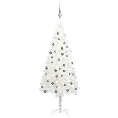 vidaXL Artificial Pre-lit Christmas Tree with Ball Set White 120 cm